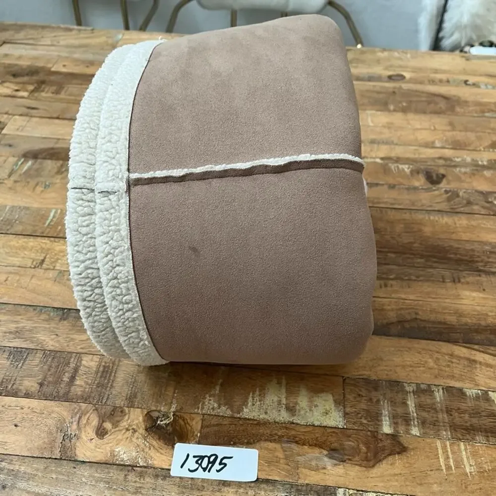 Pottery Barn Faux Suede Sherpa Throw Blanket 50 x 60 in Grid Pattern